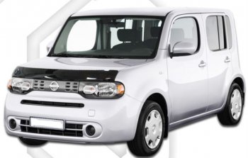 1 799 р. Дефлектор капота CA-Plastic Nissan Cube 3 (2008-2024) (Classic черный, Без надписи)  с доставкой в г. Санкт‑Петербург. Увеличить фотографию 1