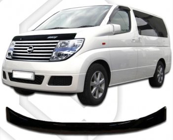 1 749 р. Дефлектор капота CA-Plastic Nissan Elgrand 2 дорестайлинг (2002-2004) (Classic черный, Без надписи)  с доставкой в г. Санкт‑Петербург. Увеличить фотографию 1