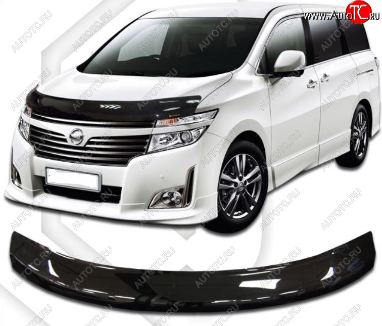 2 059 р. Дефлектор капота CA-Plastic  Nissan Elgrand  3 (2010-2024) (Classic черный, Без надписи)  с доставкой в г. Санкт‑Петербург