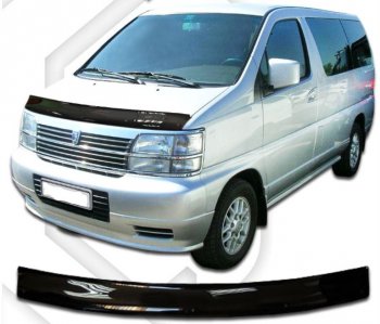 1 799 р. Дефлектор капота CA-Plastic  Nissan Elgrand  1 (1997-2002) (Classic черный, Без надписи)  с доставкой в г. Санкт‑Петербург. Увеличить фотографию 1