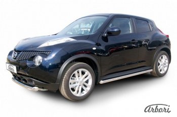 12 149 р. Защита штатных порогов 2WD Arbori (нержавейка, d57 mm). Nissan Juke 1 YF15 рестайлинг (2014-2020)  с доставкой в г. Санкт‑Петербург. Увеличить фотографию 1