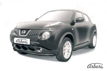 5 939 р. Защита переднего бампера 2WD Arbori (черная, 1 труба d57 mm). Nissan Juke 1 YF15 рестайлинг (2014-2020)  с доставкой в г. Санкт‑Петербург. Увеличить фотографию 1