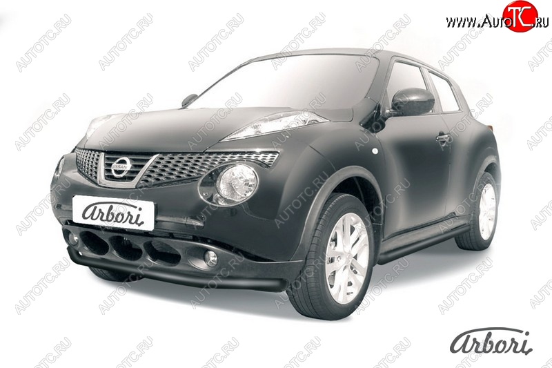 5 939 р. Защита переднего бампера 2WD Arbori (черная, 1 труба d57 mm). Nissan Juke 1 YF15 рестайлинг (2014-2020)  с доставкой в г. Санкт‑Петербург