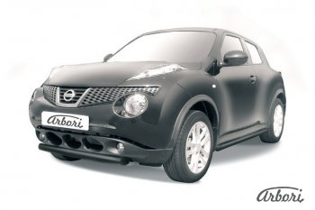 5 399 р. Защита переднего бампера 2WD Arbori (короткая, черная, 1 труба d57 mm). Nissan Juke 1 YF15 рестайлинг (2014-2020)  с доставкой в г. Санкт‑Петербург. Увеличить фотографию 1