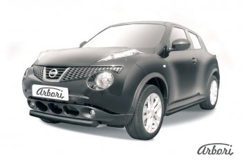 5 939 р. Защита переднего бампера 4WD Arbori (короткая, черная, 1 труба d76 mm). Nissan Juke 1 YF15 дорестайлинг (2010-2014)  с доставкой в г. Санкт‑Петербург. Увеличить фотографию 1