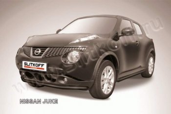 6 999 р. Защита переднего бампера из трубы d57 Slitkoff Nissan Juke 1 YF15 дорестайлинг (2010-2014) (Цвет: серебристый)  с доставкой в г. Санкт‑Петербург. Увеличить фотографию 1