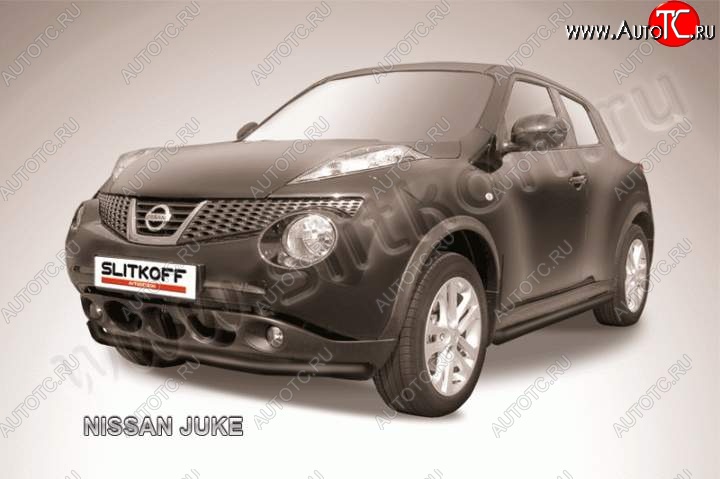 6 999 р. Защита переднего бампера из трубы d57 Slitkoff  Nissan Juke  1 YF15 (2010-2020) (Цвет: серебристый)  с доставкой в г. Санкт‑Петербург