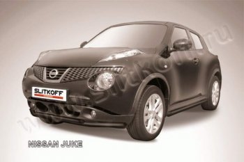 7 899 р. Защита переднего бампера из труб d57 и d42 Slitkoff Nissan Juke 1 YF15 дорестайлинг (2010-2014) (Цвет: серебристый)  с доставкой в г. Санкт‑Петербург. Увеличить фотографию 1