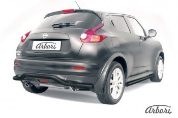 Защита заднего бампера 4WD Arbori (волна, черная, 1 труба d57 mm). Nissan Juke 1 YF15 рестайлинг (2014-2020)