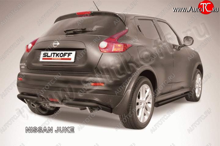 6 499 р. Защита заднего бампера из труб d57 Slitkoff (уголки, 57, 2WD)  Nissan Juke  1 YF15 (2010-2020) дорестайлинг, рестайлинг (Цвет: серебристый)  с доставкой в г. Санкт‑Петербург