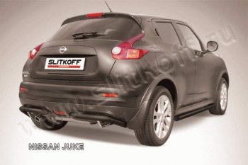 6 499 р. Защита заднего бампера Slitkoff (d57, 4WD)  Nissan Juke  1 YF15 (2010-2020) дорестайлинг, рестайлинг (Цвет: серебристый)  с доставкой в г. Санкт‑Петербург. Увеличить фотографию 1