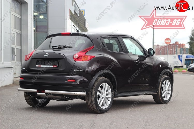 14 489 р. Защита заднего бампера 4x4 Souz-96 Premium (d60) Nissan Juke 1 YF15 рестайлинг (2014-2020)  с доставкой в г. Санкт‑Петербург