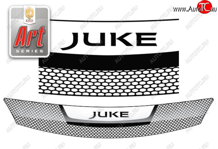 1 899 р. Дефлектор капота CA-Plastiс  Nissan Juke  1 YF15 (2010-2020) (Серия Art черная)  с доставкой в г. Санкт‑Петербург
