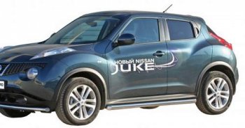 9 899 р. Защита порогов ТехноСфера (Техно Сфера) (Сталь с покрытием, 63.5 mm) Nissan Juke 1 YF15 рестайлинг (2014-2020) (цвет: Серебристый)  с доставкой в г. Санкт‑Петербург. Увеличить фотографию 1