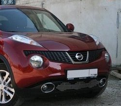 Декоративная вставка воздухозаборника Souz-96 нержавеющая сталь Nissan Juke 1 YF15 дорестайлинг (2010-2014)  (Хром 16 мм)