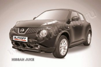 6 999 р. Защита переднего бампера из трубы d76 Slitkoff Nissan Juke 1 YF15 дорестайлинг (2010-2014) (Цвет: серебристый)  с доставкой в г. Санкт‑Петербург. Увеличить фотографию 1