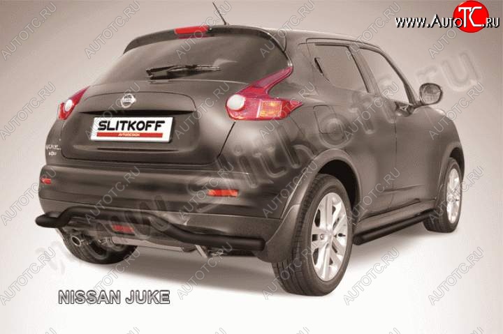 6 999 р. Защита заднего бампера из трубы d57 Slitkoff (волна)  Nissan Juke  1 YF15 (2010-2014) дорестайлинг (Цвет: серебристый)  с доставкой в г. Санкт‑Петербург