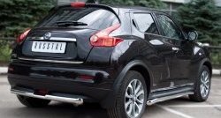 13 949 р. Защита заднего бампера (Ø63 и 42 мм, нержавейка) SLITKOFF Nissan Juke 1 YF15 дорестайлинг (2010-2014)  с доставкой в г. Санкт‑Петербург. Увеличить фотографию 4