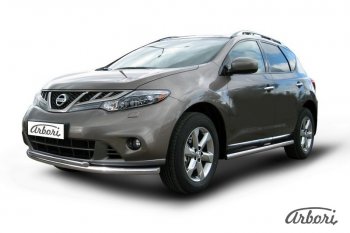 13 499 р. Защита штатных порогов Arbori (нержавейка, d57 mm).  Nissan Murano  2 Z51 (2010-2016) рестайлинг  с доставкой в г. Санкт‑Петербург. Увеличить фотографию 2