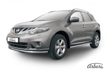 13 499 р. Защита переднего бампера Arbori (нержавейка, 1 труба d57 mm). Nissan Murano 2 Z51 рестайлинг (2010-2016)  с доставкой в г. Санкт‑Петербург. Увеличить фотографию 1