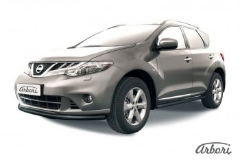 7 649 р. Защита переднего бампера Arbori (черная, 1 труба d57 mm). Nissan Murano 2 Z51 рестайлинг (2010-2016)  с доставкой в г. Санкт‑Петербург. Увеличить фотографию 1