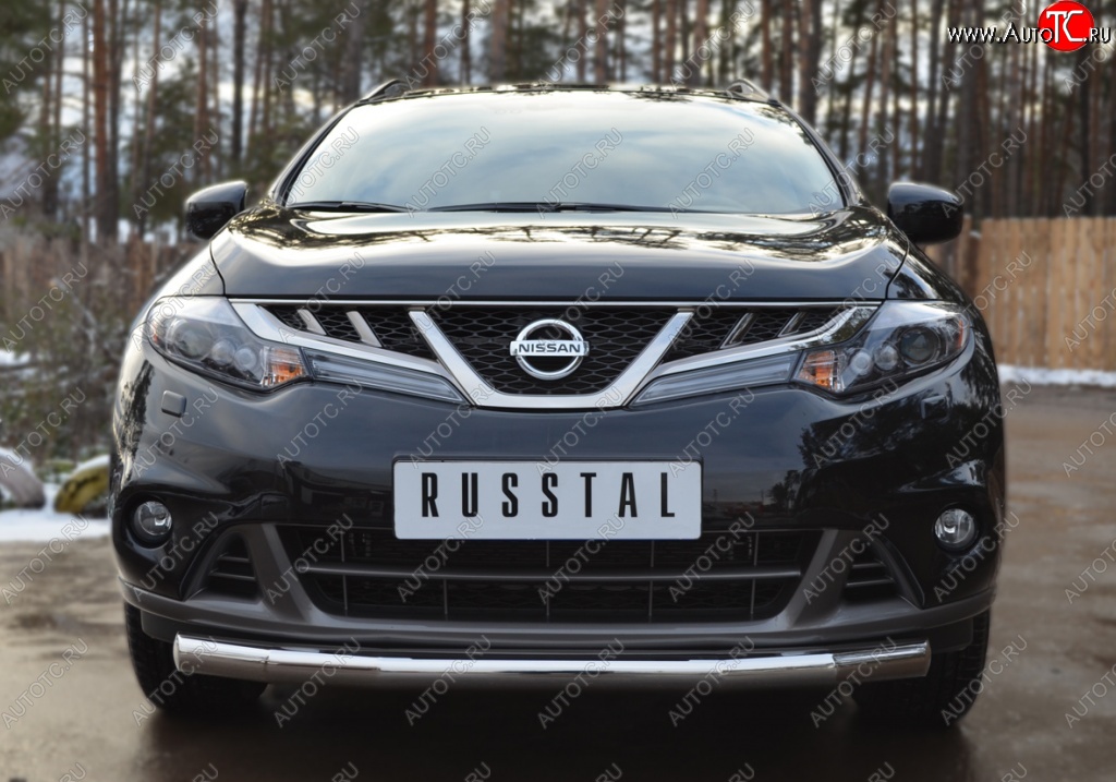 15 999 р. Защита переднего бампера (Ø76 мм, нержавейка) Russtal Nissan Murano 2 Z51 рестайлинг (2010-2016)  с доставкой в г. Санкт‑Петербург