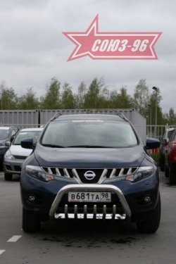 20 654 р. Защита переднего бампера Souz-96 (d76) Nissan Murano 2 Z51 дорестайлинг (2008-2011)  с доставкой в г. Санкт‑Петербург. Увеличить фотографию 2