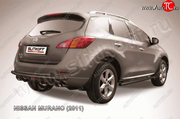 6 999 р. Защита задняя Slitkoff  Nissan Murano  2 Z51 (2010-2016) рестайлинг (Цвет: серебристый)  с доставкой в г. Санкт‑Петербург