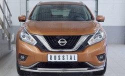 14 999 р. Защита переднего бампера (2 трубыØ42 мм, нержавейка) Russtal Nissan Murano 3 Z52 дорестайлинг (2015-2022)  с доставкой в г. Санкт‑Петербург. Увеличить фотографию 1