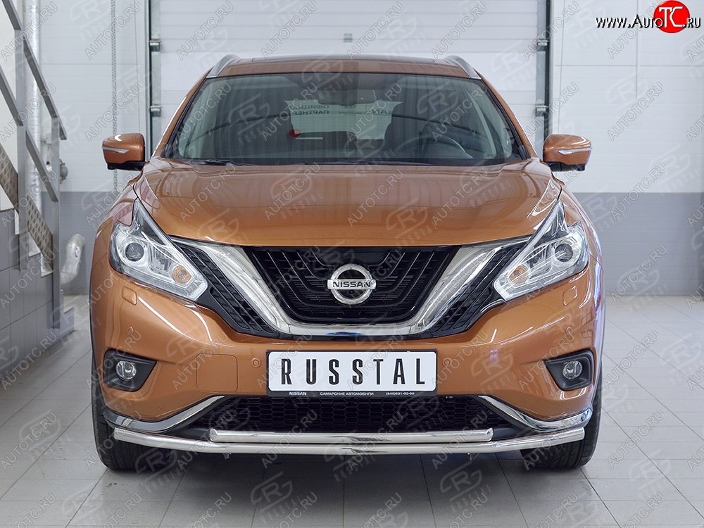 14 999 р. Защита переднего бампера (2 трубыØ42 мм, нержавейка) Russtal Nissan Murano 3 Z52 дорестайлинг (2015-2022)  с доставкой в г. Санкт‑Петербург