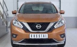 11 999 р. Защита переднего бампера (Ø42 мм, нержавейка) Russtal Nissan Murano 3 Z52 дорестайлинг (2015-2022)  с доставкой в г. Санкт‑Петербург. Увеличить фотографию 1