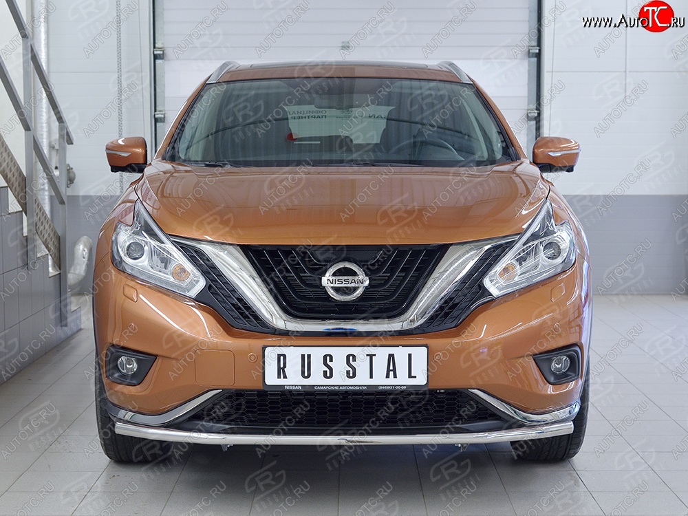 11 999 р. Защита переднего бампера (Ø42 мм, нержавейка) Russtal  Nissan Murano  3 Z52 (2015-2022) дорестайлинг  с доставкой в г. Санкт‑Петербург