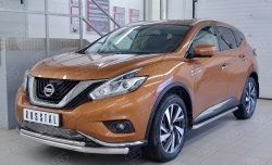 17 299 р. Защита переднего бампера (2 трубыØ63 и 42 мм, нержавейка) Russtal  Nissan Murano  3 Z52 (2015-2022) дорестайлинг  с доставкой в г. Санкт‑Петербург. Увеличить фотографию 2