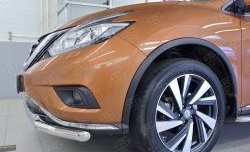 17 299 р. Защита переднего бампера (2 трубыØ63 и 42 мм, нержавейка) Russtal Nissan Murano 3 Z52 дорестайлинг (2015-2022)  с доставкой в г. Санкт‑Петербург. Увеличить фотографию 3