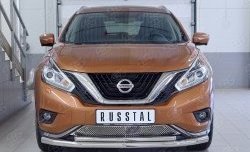 17 299 р. Защита переднего бампера (2 трубыØ63 и 42 мм, нержавейка) Russtal  Nissan Murano  3 Z52 (2015-2022) дорестайлинг  с доставкой в г. Санкт‑Петербург. Увеличить фотографию 1