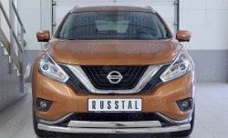 21 899 р. Защита переднего бампера (2 трубыØ63 и 75х42 мм, нержавейка) Russtal Nissan Murano 3 Z52 дорестайлинг (2015-2022)  с доставкой в г. Санкт‑Петербург. Увеличить фотографию 1