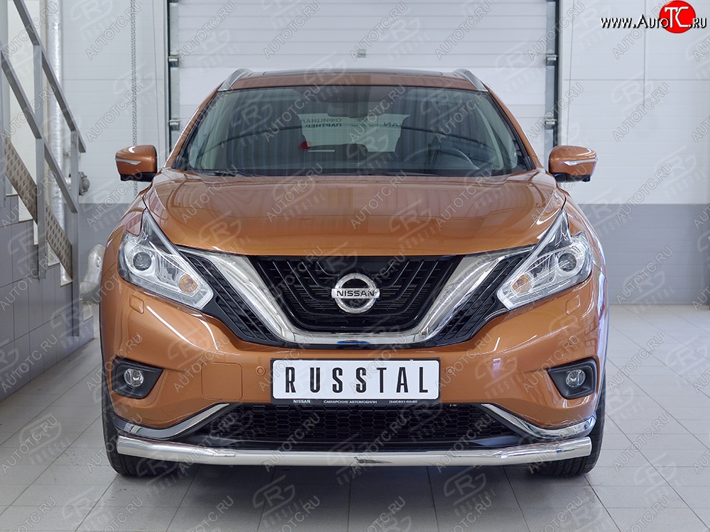 14 599 р. Защита переднего бампера (Ø63 мм, нержавейка) Russtal Nissan Murano 3 Z52 дорестайлинг (2015-2022)  с доставкой в г. Санкт‑Петербург