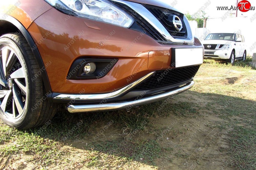 12 299 р. Одинарная защита переднего бампера диаметром 57 мм Slitkoff  Nissan Murano  3 Z52 (2015-2022) дорестайлинг (Нержавейка, Полированная)  с доставкой в г. Санкт‑Петербург