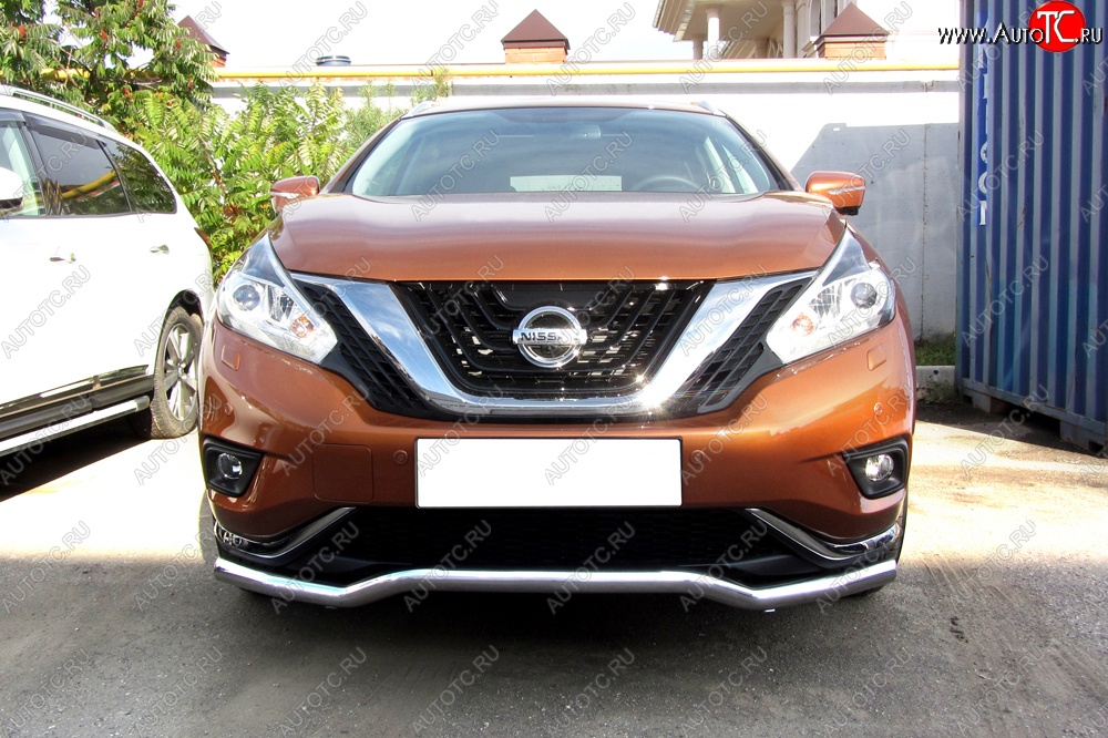 15 949 р. Защита переднего бампера из изогнутой трубы диаметром 57 мм Slitkoff Nissan Murano 3 Z52 дорестайлинг (2015-2022) (Нержавейка, Полированная)  с доставкой в г. Санкт‑Петербург