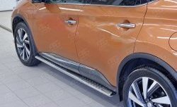 Защита порогов из овальной трубы диаметром 120x60 мм с проступью Russtal Nissan Murano 3 Z52 дорестайлинг (2015-2022)