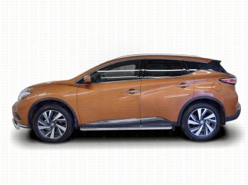 20 999 р. Широкая защита порогов с трубой диаметром 42 мм Russtal v2 Nissan Murano 3 Z52 дорестайлинг (2015-2022)  с доставкой в г. Санкт‑Петербург. Увеличить фотографию 2