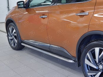 28 699 р. Широкая защита порогов с трубой диаметром 42 мм Russtal v3 Nissan Murano 3 Z52 дорестайлинг (2015-2022)  с доставкой в г. Санкт‑Петербург. Увеличить фотографию 1