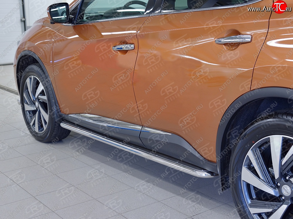 28 699 р. Широкая защита порогов с трубой диаметром 42 мм Russtal v3 Nissan Murano 3 Z52 дорестайлинг (2015-2022)  с доставкой в г. Санкт‑Петербург