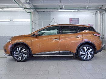 18 799 р. Защита порогов из круглой трубы диаметром 63 мм SLITKOFF v2 Nissan Murano 3 Z52 дорестайлинг (2015-2022)  с доставкой в г. Санкт‑Петербург. Увеличить фотографию 2