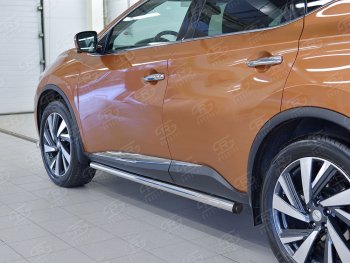 18 799 р. Защита порогов из круглой трубы диаметром 63 мм SLITKOFF v2 Nissan Murano 3 Z52 дорестайлинг (2015-2022)  с доставкой в г. Санкт‑Петербург. Увеличить фотографию 3