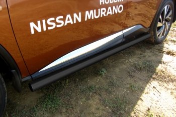 10 349 р. Защита порогов Slitkoff  Nissan Murano  3 Z52 (2015-2024) дорестайлинг, рестайлинг (Цвет: серебристый)  с доставкой в г. Санкт‑Петербург. Увеличить фотографию 1