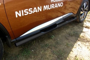 12 749 р. Защита порогов Slitkoff  Nissan Murano  3 Z52 (2015-2024) дорестайлинг, рестайлинг (Цвет: серебристый)  с доставкой в г. Санкт‑Петербург. Увеличить фотографию 1