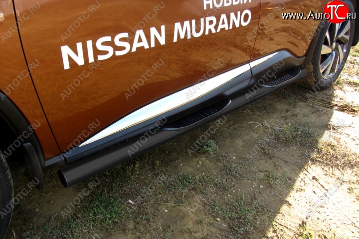 12 749 р. Защита порогов Slitkoff  Nissan Murano  3 Z52 (2015-2024) дорестайлинг, рестайлинг (Цвет: серебристый)  с доставкой в г. Санкт‑Петербург