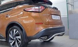 12 499 р. Защита заднего бампера (Ø42 мм волна под машину, нержавейка) Russtal Nissan Murano 3 Z52 дорестайлинг (2015-2022)  с доставкой в г. Санкт‑Петербург. Увеличить фотографию 4