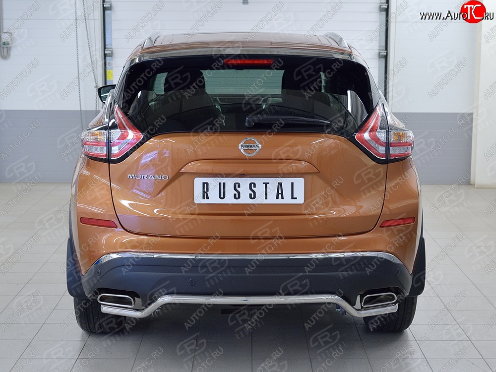 15 949 р. Защита заднего бампера (Ø42 мм волна, нержавейка) SLITKOFF Nissan Murano 3 Z52 дорестайлинг (2015-2022)  с доставкой в г. Санкт‑Петербург